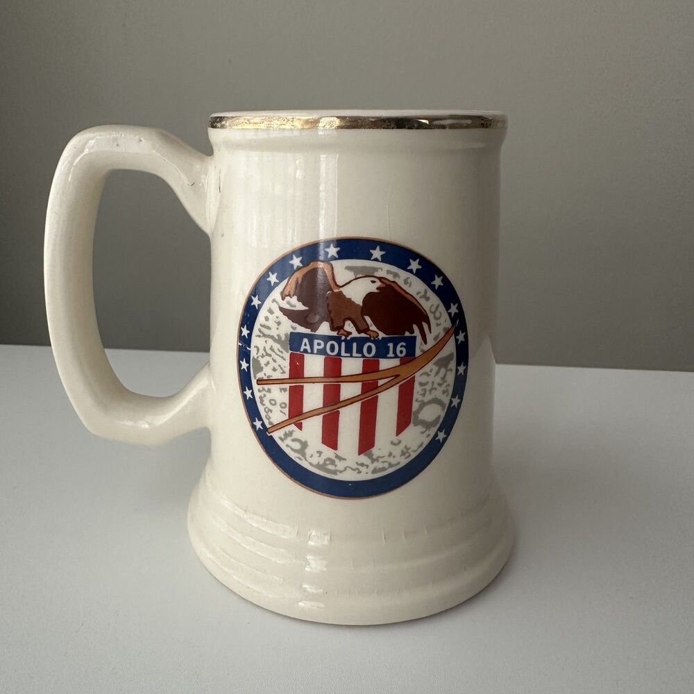 Vintage NASA Apollo 16 Mug Beer Stein USS Ticonderoga Made in USA